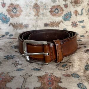 Prada Brown Leather Belt with Silver Buckle